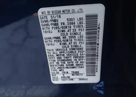 2016 Infiniti Qx70 from USA, damaged, VIN JN8CS1MU3GM671566